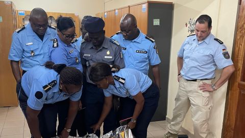 The Ivorian police officers during an exercise.